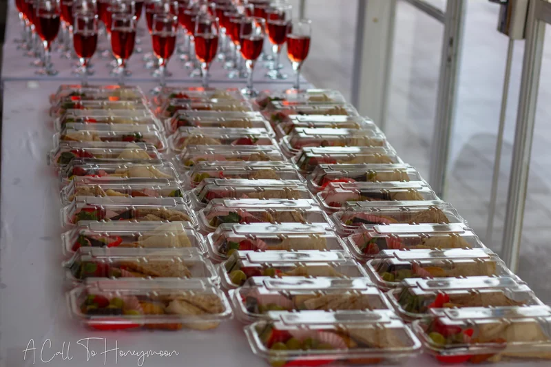 Prepared guest refreshment boxes and celebration drinks