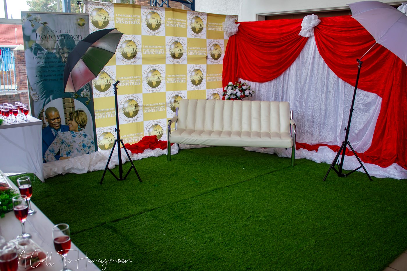 Photo booth area prepared for a ministry event